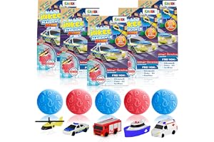 INKEE Rescue Crew 5-pack – Badbomber för Barn med Överraskning – 5x Badbomber med Leksaks-Räddningsfordon – Badbomb med Vatte