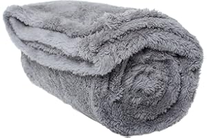 PET WIZ Morbida coperta in pile per cani e gatti, calda coperta per animali domestici, lavabile in lavatrice, coperta da letto e da viaggio, protegge i mobili, grigia, media, 80 x 100 cm