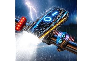 IPSXP 6000 Lumens Luci Bicicletta LED, Luce Bicicletta Anteriore e Posteriore Ricaricabili USB, Alluminio Ultraleggere Luce Anteriore Bici, IPX5 Luci per Bici