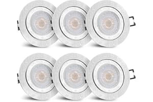 ‎SSC-LUXON SSC-LUXon 6 Stück RW-2 LED Badeinbaustrahler IP44 mit fourSTEP Dimmen ohne Dimmer - 6x Spot flach gebürstet 5W neutralweiß