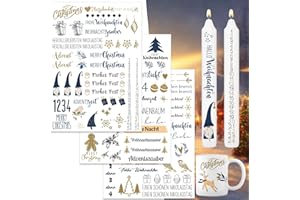 QEIOAUEK Kerzen Tattoo Weihnachten,3 Stück A4 DIY Wasserschiebefolie Kerzen,Kerzen Tattoo Folie,Wasserschiebefolie Kerzen,Aufkleber Xmas Kerzensprüche,Kerzen-Tattoos,Adventskerze,für Kerzen/Keramik(Gold)