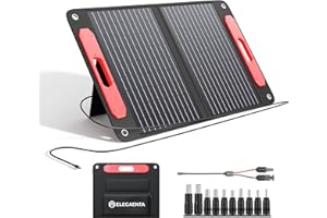 ELECAENTA 75W Solar Panel ETFE Solar Charger Portable Foldable 3-Port PD 45W USB-C QC3.0 DC for Generator Power Station Smartphones Laptop Outdoor Power Backup Camping Hiking