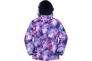 Mountain Warehouse Veste de Ski Snowdrop imprimée pour Enfant - Imperméable, Jupe Pare-Neige intégrée, Poches zippées, Capuche détachable, Poignets Ajustables, Hiver