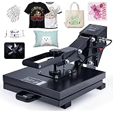 CREWORKS 38 x 38 Heat Press for T-Shirts with Dual Heating Tubes, Digital Control Sublimation Machine for Pillows, Mouse Pads