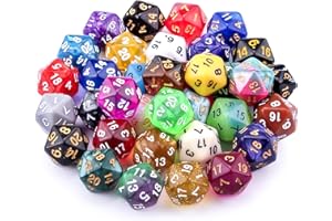 SIQUK 35 Pezzi Dadi Poliedrici 20 Facce Dadi da Gioco Colorati Dadi per DND Rpg Gioco e Matematica con Borse di Velluto