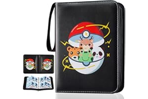 YhuiCxir Card Binder 4 Pockets, 400 Pockets Trading Card Folder Sleeves, Portable PU Waterproof Stamp Collection Albums with Zipper