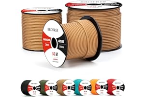 Brotree Paracord 3mm 50M Corda 100% Nylon Tipo II 3 Fili Corda Paracord 425 per Esterno, Artigianato, Fatto a Mano - 192 kg Carico di Rottura (Marrone Coyote)