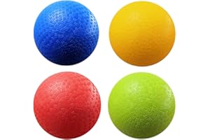 AppleRound 8.5-inch Dodgeball Playground Balls, Pack of 4 Balls with 1 Pump, Official Size for Dodge Ball, Handball, Camps and Schools (4 Balls and 1 Pump)