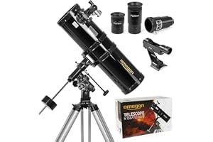 Omegon Télescope N 150/750 EQ-3 | pour Les débutants en Observation du Ciel Profond | Nombreux Accessoires | Facile à Utiliser | Grande Optique Miroir | Télescope astronomique