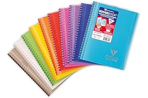 Clairefontaine 366701C Un Carnet à Spirale Koverbook - A5 14,8x21 cm - 160 Pages Lignées - Papier Blanc 90 g - Couverture Enveloppante Polypro - Couleur Aléatoire