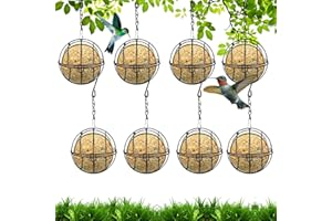 LIVESTN 8Pcs Mangeoire Oiseaux, Mangeoire à Oiseaux Suspendue à Boule,Métal Boule de Graisse Oiseau Mangeoire, Bird Feeder Métal Porte de Graisse Exterieur pour Sauvages