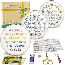 Kit per ricamo con lettere floreali: iniziale M, fai da te (schema - Italia