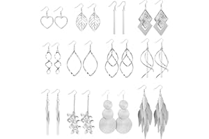 ASH'S CHOICE Boucles d'oreilles Argent Or pour femme, 6 Paires de Boucles d'oreilles Creoles Clous Set en Argent Sterling 925, Boucles D'oreilles à Charnière Pendantes Vertes pour Femmes Filles