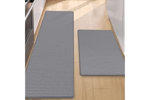 COLOR&GEOMETRY Color G Tappeto Cucina 44 x 75 + 44 x 150cm, Rimbalzabile Cuoio Tappeto Cucina Antiscivolo Lavabile, Confortevole Passatoia Cucina Impermeabile per Cucina, Soggiorno, Ufficio (Grigio)