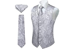 Enlision Chaleco y corbata floral jacquard paisley para hombre y traje de chaleco cuadrado