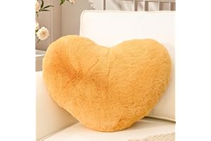 Yhoelata Cojin Corazon Amarillo, Cojin de Peluche en Forma de Corazon, Cojines De Sofa De Felpa, Cojines De Cama, Decoracion De Dormitorio Infantil, 38 x 48 cm