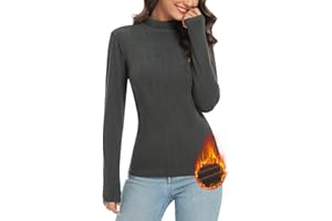 Aottori Damska koszulka termiczna z golfem/okrągłym dekoltem lekka koszulka z długim rękawem Basic Top Bielizna oddychająca zima golf ciepły rozciągliwy