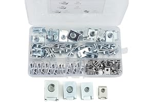 BIGP Lot de 80 écrous filetés en tôle de type U, écrous de serrage filetés M4 M5 M6 M8 type B, écrou à Ressort, pinces de carrosserie en acier inoxydable pour voitures et motos