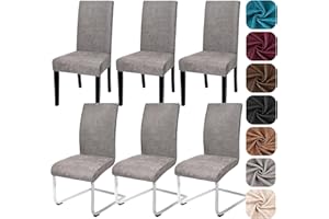 ‎ALISHOMTLL Alishomtll Sämischleder Stuhlhussen 6er Set Stretch PU Stuhlbezug Schwingstühle Elastische Hussen für Stühle Abnehmbar Esszimmer Stuhlbezüge Freischwinger für Küche Restaurant Hotel (Grau, 6 Stück)