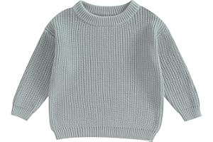 MAHUAOYIXI Baby Girls Boys Sweater Solid Color Long Sleeve Crew Neck Knit Pullover Warm Sweater Toddler Clothes Knitwear Baby Jumpers Tops Casual for Fall Winter