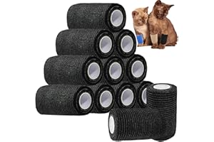 ANAMPION Selbstklebender Verband, 7.5cmx4.5m Non-Woven Selbsthaftende Bandage für Mensch und Tier, Flexibel Elastische Binde für Sport,Haustiere(Schwarz)