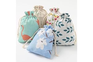 DAHI 25pcs Pochon Coton avec Cordon 10 x 14 cm Petits Sachet en Tissu Sacs Cadeau Sachets en Lin Chanvre Jute Sac à Cordon Sachets Pour bijoux-B