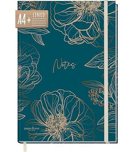 paper&you® Dotted Journal gestippeld A5 met spiraalbinding bladgoud 160 pagina's, notitieboek met spiraal, collegeblok, spiraalblok - duurzaam & klimaatvriendelijk