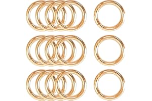 XCSJ 15 PCS Moschettone Rotondo Moschettone Tondo 40mm Grande Rotondi Con Moschettone a Scatto Gancio Fibbia Portachiavi-O Anello Moschettone per Borsetta, Borse,Portachiavi, Artigianato (Oro)