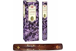HEM Lavender Incense sticks Full box of 6 with DHS incense stick holder for Spirituality,Spa,Yoga,Meditation,Healing,Aromatherapy and Relaxation…