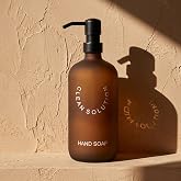 Poomy 500 ml Amber Cam Sıvı Sabunluk - Siyah Mat Pompalı, Buzlu Cam Şık Tasarım, Banyo ve Mutfak İ&ccedil;in Dekoratif Sabun Şişesi