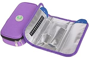 AYVANBER Insulin Cooler Travel Case Temperature Display Medication Insulated Cooling Bag with 2 Reusable Gel Ice Packs for Insulin Pens While Traveling and Other Diabetic Supplies (Purple)