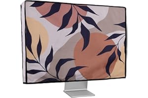 kwmobile Housse écran Ordinateur Compatible avec 20-22" Moniteur Housse écran Ordinateur - Protection d'écran PC Moniteur en Lin - Noir-Marron-Blanc
