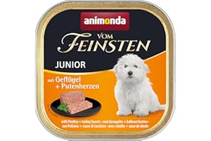 animonda Vom Feinsten Junior karma dla psów, mokra karma dla psów rosnących, z drobiem + serduszkami indyka, 22 x 150 g