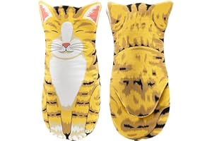 EXBRIECO, Opakowanie 1 lub 2, Rękawica do piekarnika, Kuchnia, Odporność na ciepło, Rękawice Bawełny, Antypoślizgowy, Rękawica kuchenna, Piekarnik, Kuchenka mikrofalowa, grill, Drukowanie kota.