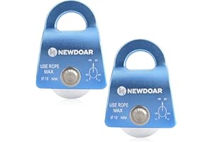 NewDoar CE Certified 20KN/4500lb Micro Mobile Single Pulley Max Rope 1/2'' Rope Pulley for Climbing, Rescue Lifting,Hitch Tending