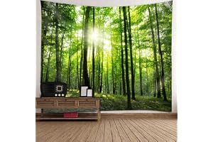 Beydodo gobeläng stor 300 x 256 cm, vägghängande skog grön vägggardin motiv natur väggbonad estetisk väggtapestry väggdekoration för sovrum vardagsrum sovsal