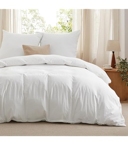 Beqnat Beddengoed, 200 x 200 cm, superzacht, beddengoed, sets, dekbedovertrek 200 x 200 cm, kussensloop 80 x 80 cm, set van 2, premium microvezel met ritssluiting, wit