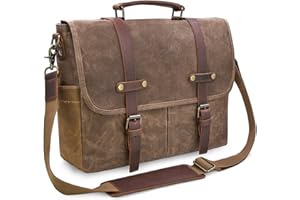NEWHEY Bolso Bandolera Hombre Mensajero Bolsa Resistentes Maletin Portatil 15.6 Ordenador Lona Trabajo Vintage