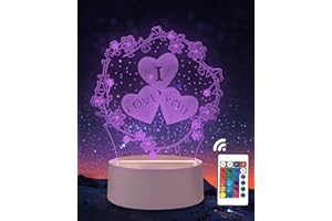 ‎WEEYIN 3D Illusion Lampe Ich Liebe Dich Geschenke für Frauen Männer, Love 3D Nachtlicht Herz mit Fernbedienung 16 Farben, Geschenk für Sie Freundin Frau, Valentinstag, Geburtstag, Muttertag, Jahrestag