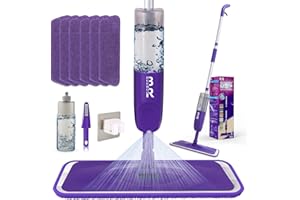 BUUROOHM Scopa Lavapavimenti a Spruzzo Spray Mop Mocio Lavapavimenti con Flacone Ricaricabile da e 6 Tamponi Lavabili Professionale Mop Pavimenti per Casa Cucina Laminato Legno Legno Duro
