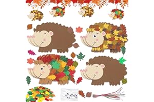 YEGOOKAY 12 Igel Anhänger Folia Bastelset Bastelsachen für Mädchen Jungs Erntedank Kindergarten Beschäftigung Kindergeburtstag Bastelpapier Herbst Klebebilder Basteln Herbst Kleinkind Bastel Set Kinder Ab 3 4