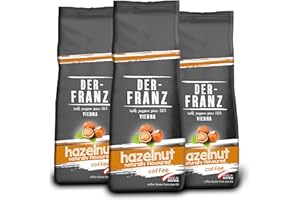 ‎DER-FRANZ Der-Franz Kaffee, Mischung aus Arabica und Robusta, geröstet, ganze Bohne aromatisiert mit natürlicher Haselnuss UTZ, 3 x 500 g