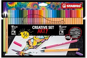 cienkopisy i pisaki premium - STABILO point 88 & Pen 68 - ARTY - 36 sztuk - 17 x point 88 w 17 kolorach, 19 x długopis 68 w 19 kolorach