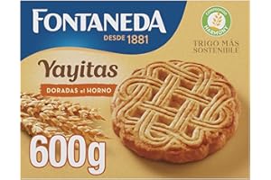 Fontaneda Yayitas Galletas Doradas al Horno, 72% de Cereales, Fuente de Fibra, 600 g
