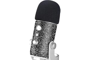 Filtro Anti-pop Blue Yeti - Cute Bling Diamond Shiny Skin, Adesivo Glitter con Microfono Cover in Schiuma Winscreen Compatibile con Microfoni Blue Yeti di YOUSHARES (Nero)