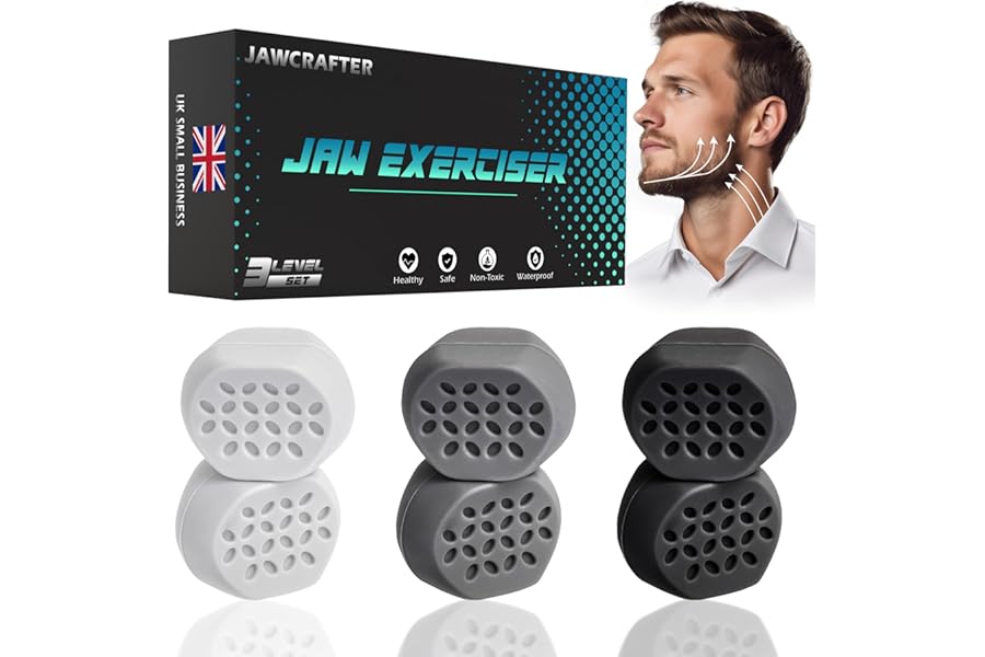 smim 6PCS Jaw Exerciser Face Trainer for Sharper Jawline - Double Chin Reducer with 3 Levels Of Resistance - Chew Jaw Toner for Men & Women to Strengthen Facial Muscles
