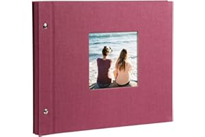 goldbuch 26808 Schraubalbum mit Fensterausschnitt, Bella Vista, 30 x 25 cm, Fotoalbum mit 40 weiße Seiten mit Pergamin-Trennblättern, Album erweiterbar, Fotobuch aus Leinen, Fuchsia