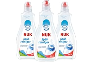 NUK Liquide nettoyant pour biberons - 500 ml - Idéal pour le nettoyage des biberons, tétines et accessoires - Sans parfum - pH neutre - 3 unités
