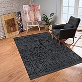 Aden Kaymaz Taban Halı, Aden Sierra 2, Makinada Yıkanabilir Ş&ouml;nil Dokuma Halı (Antrasit - 80 x 150 cm)