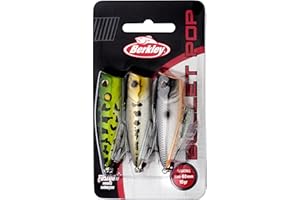 Berkley Bullet Pop 3 Pack, Fishing Hook, Hard Lures, Topwater Fishing, Pike or Bass, Unisex, Assorted, 6g | 60mm